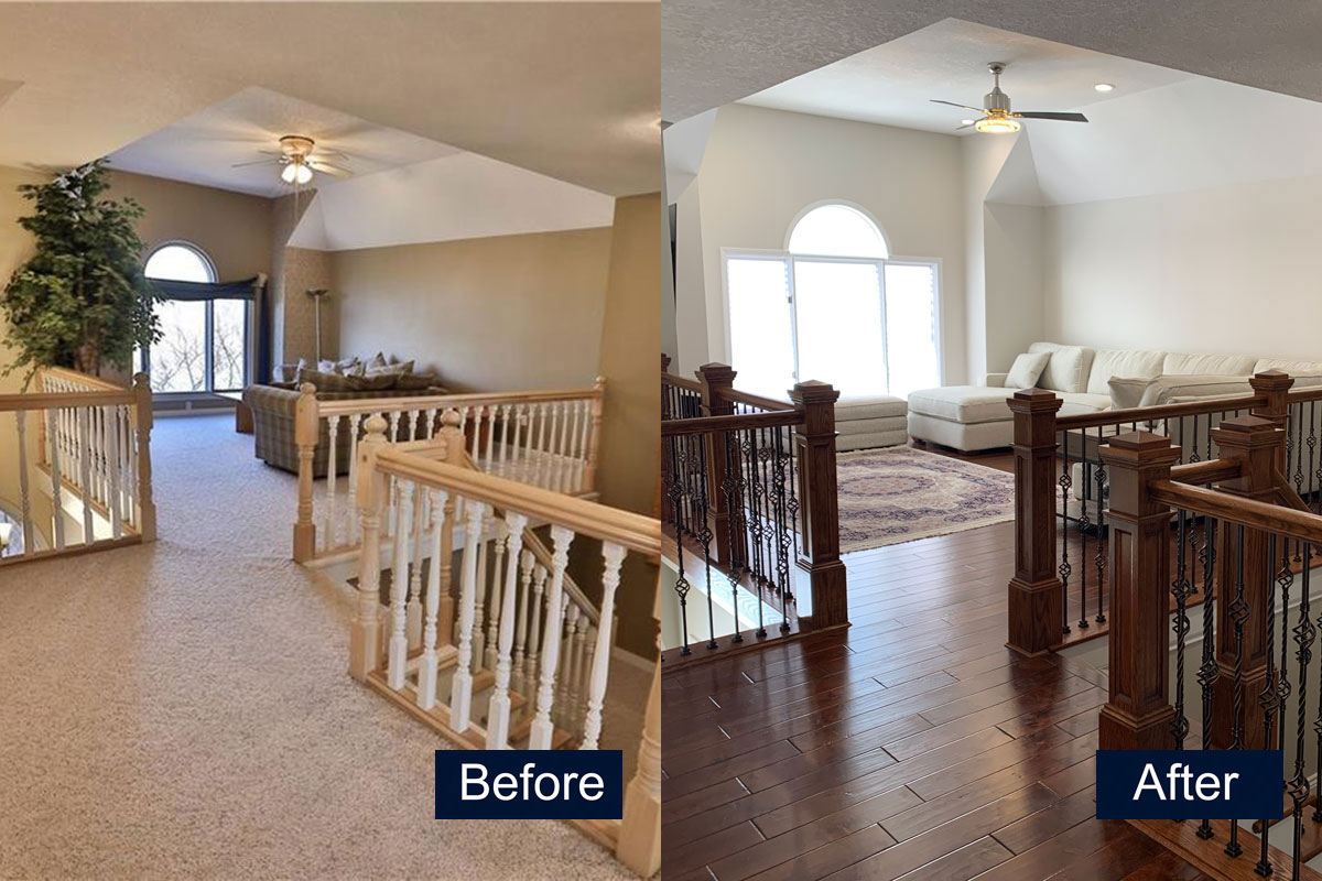 Upstairs Loft and Stairs Before & After