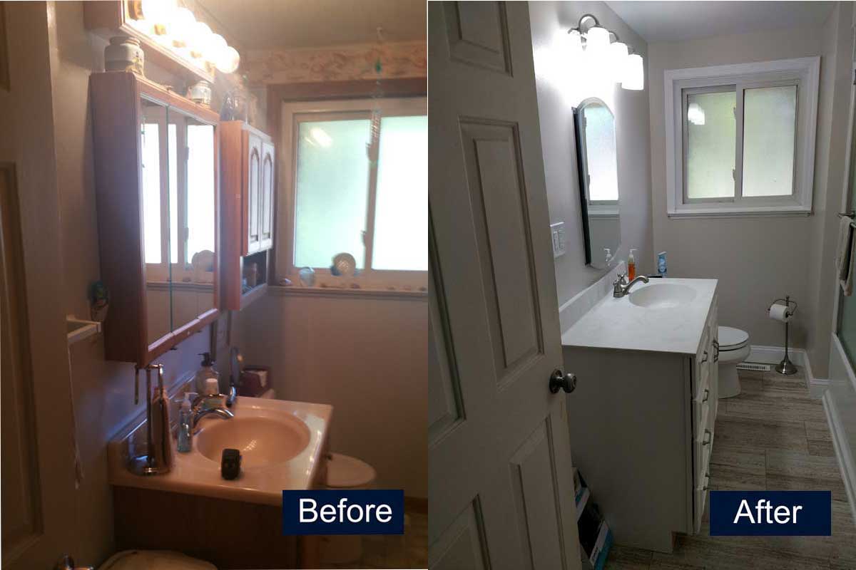 Bathroom Sink and Floor Before & After